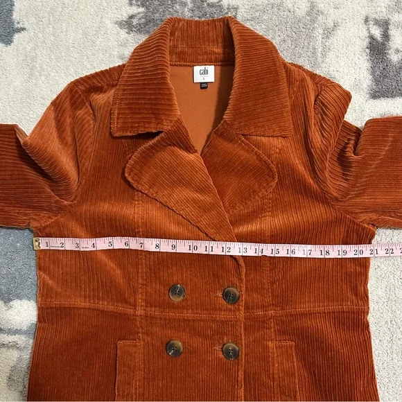 CAbi Corduroy Double Breasted 'Professor Peacoat' Rust / Burnt Orange - Picture 11 of 16